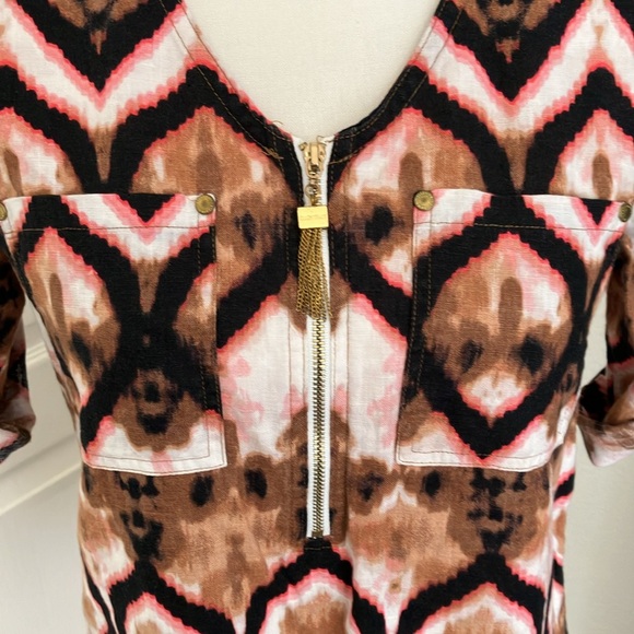 Ellen Tracy 100% linen tunic multicolor blouse Size: PS but feels like size S - Picture 2 of 10